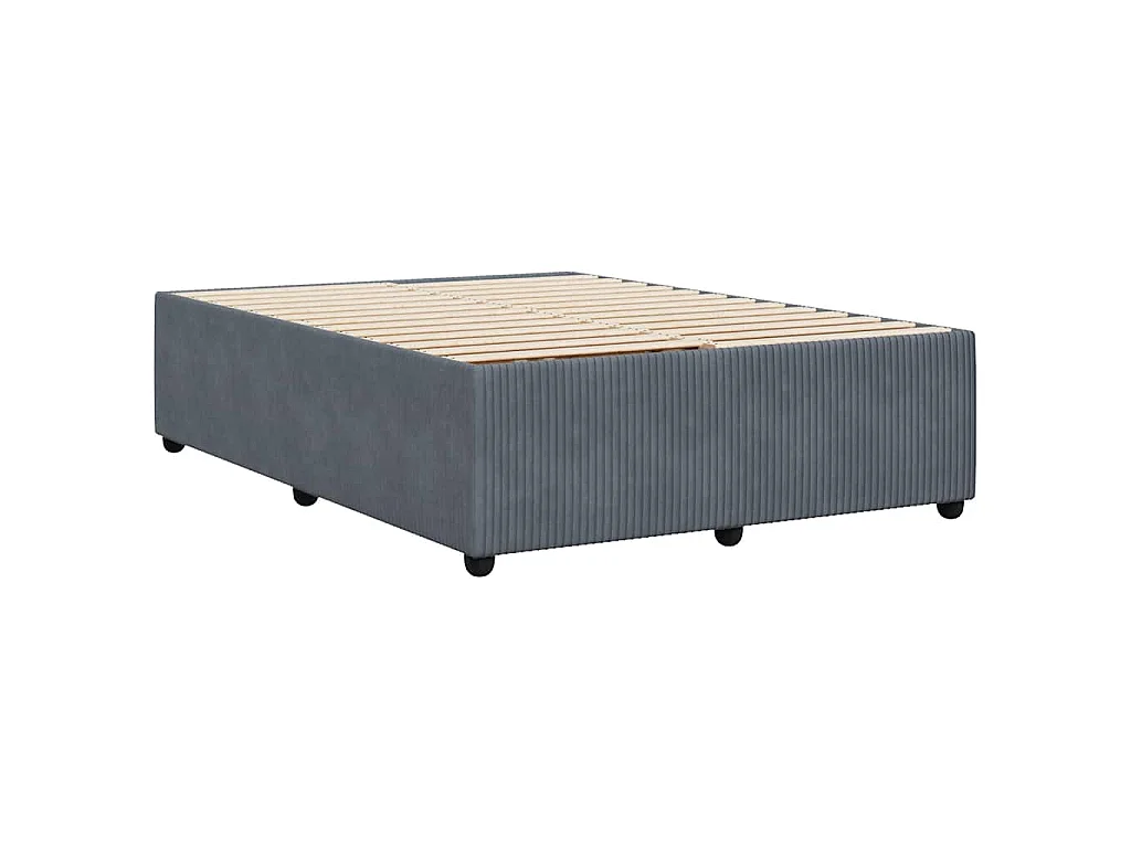 Cadre de lit sans matelas gris foncé 140x190 cm velours