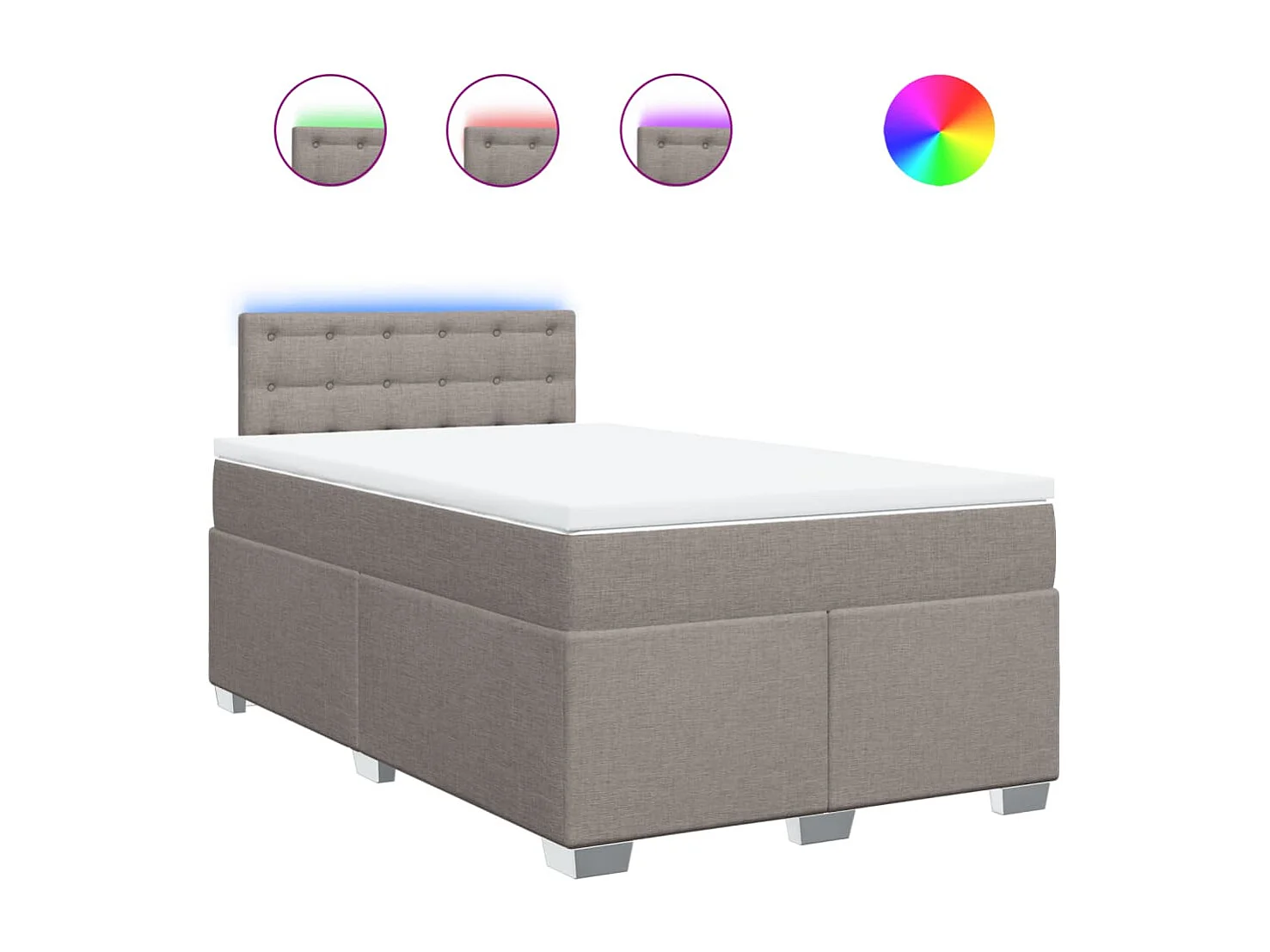 Sommier à lattes de lit avec matelas Taupe 120x200 cm Tissu