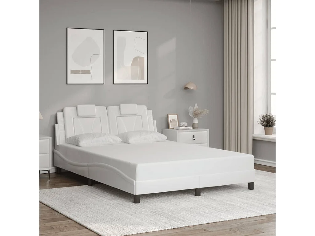 Bettgestell "Viana" mit LED ohne Matratze Weiß 140x200 cm