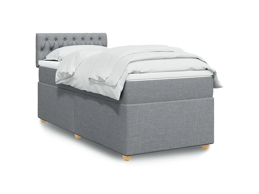 Boxspring met matras stof lichtgrijs 100x200 cm