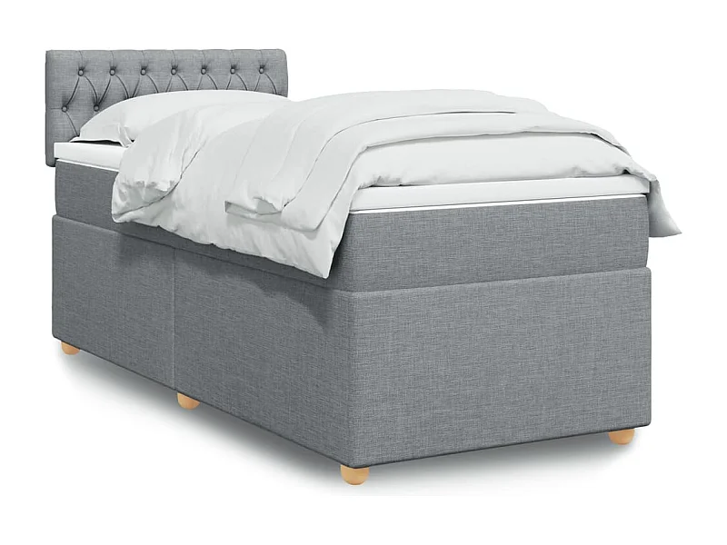 Sommier à lattes de lit avec matelas Gris clair 100x200cm Tissu