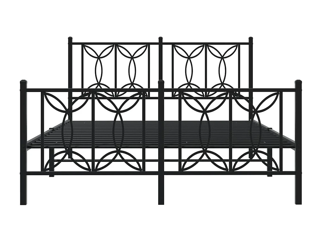 Cadre de lit métal sans matelas avec pied de lit noir 140x200cm