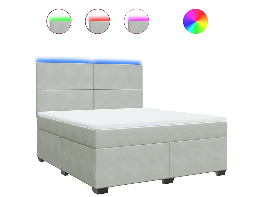 Giroletto a Molle con Materasso Grigio Chiaro 180x200cm Velluto