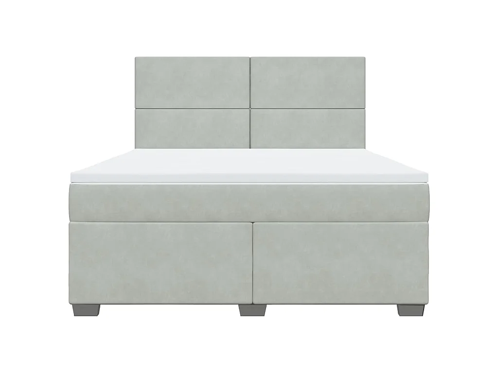 Giroletto a Molle con Materasso Grigio Chiaro 180x200cm Velluto