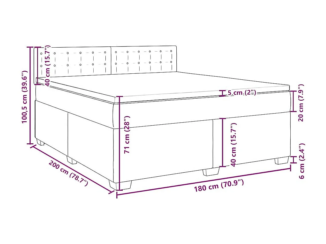 Boxspring met matras fluweel blauw 180x200 cm