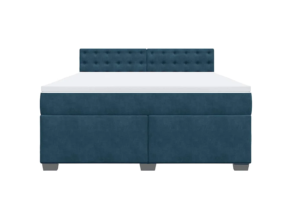 Cama box spring con colchón terciopelo azul 180x200 cm