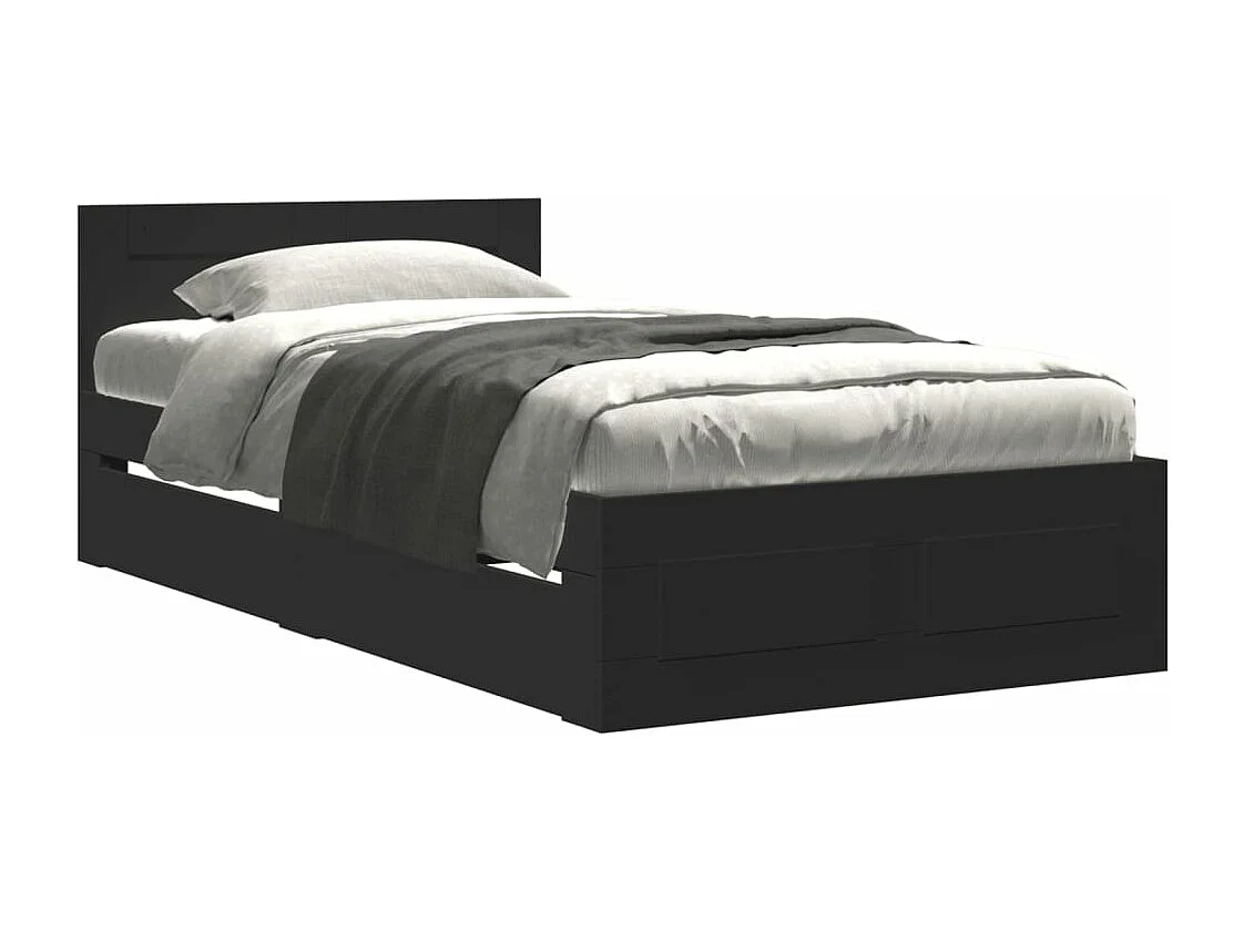 Estrutura cama c/ cabeceira sem colchão 90x200 cm preto