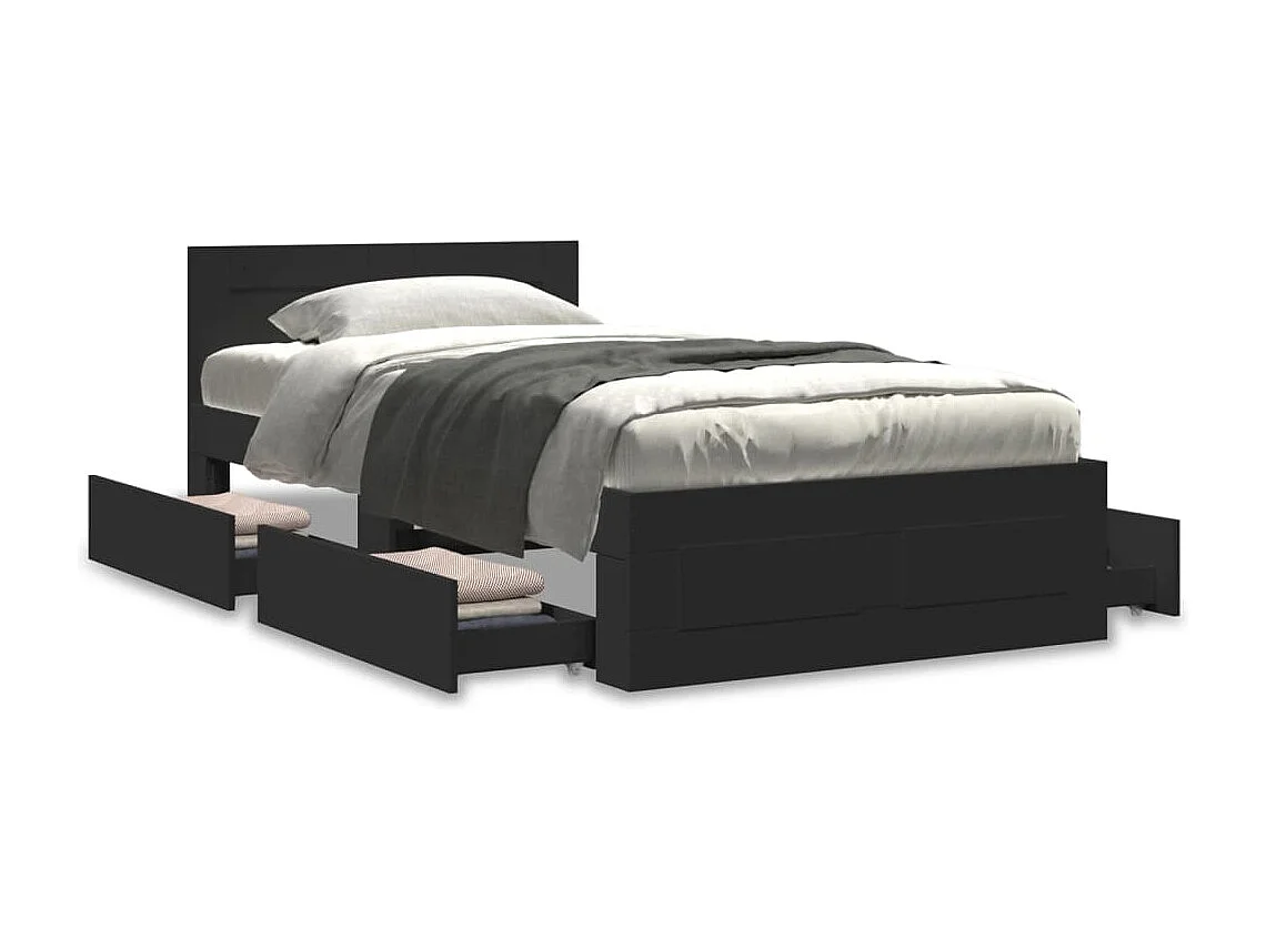 Estrutura cama c/ cabeceira sem colchão 90x200 cm preto