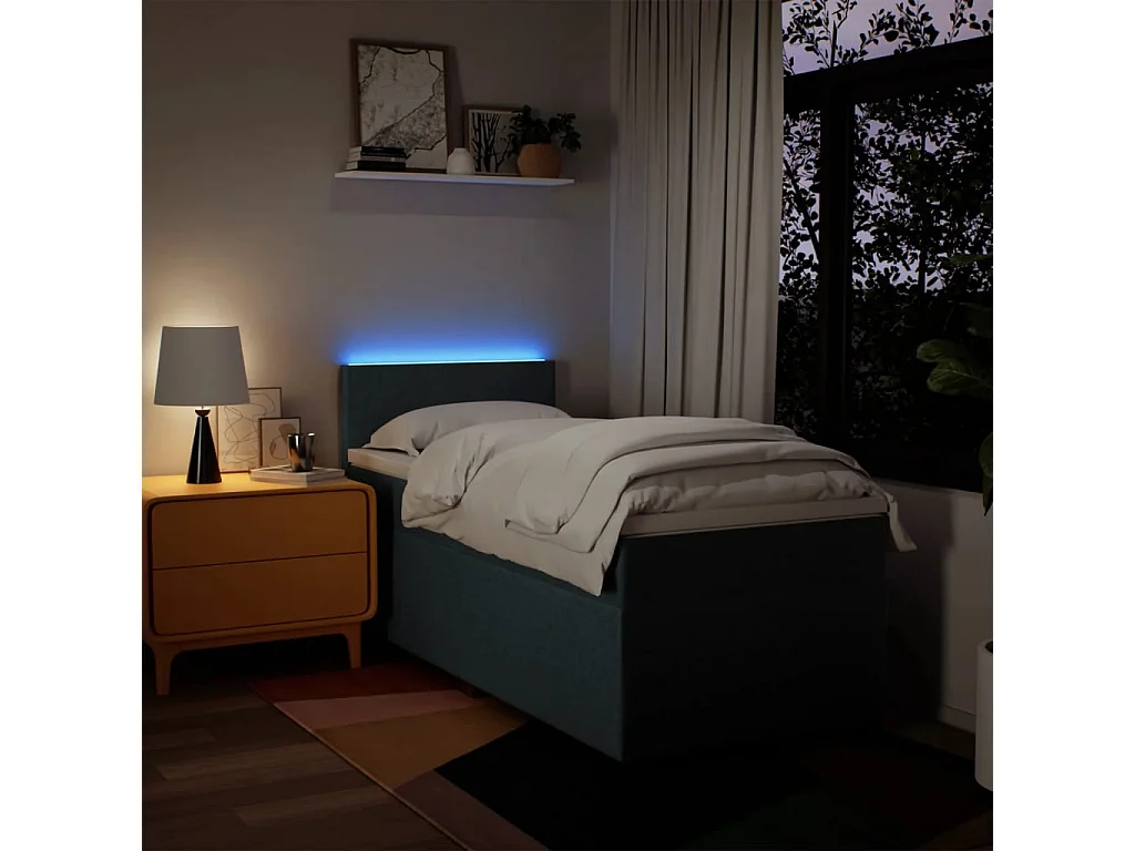 Boxspring met matras stof blauw 80x200 cm