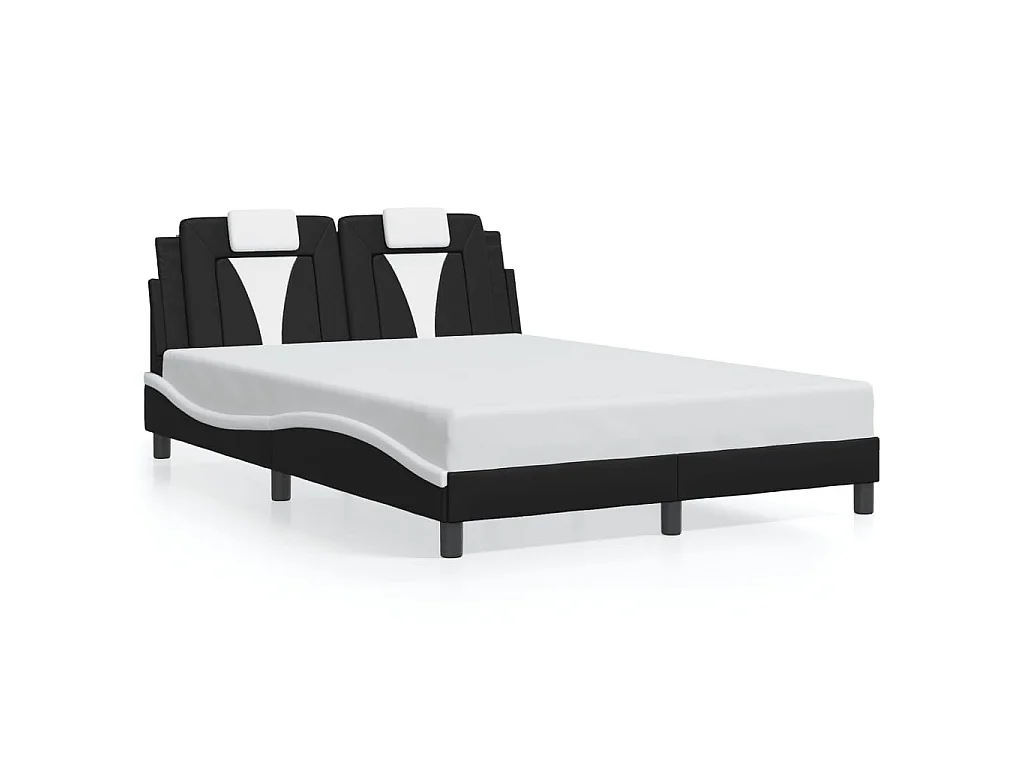 Estrutura de cama Viana com LED sem colchão 140x200cm preto/branco