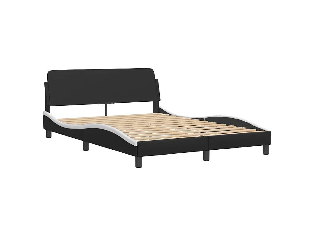 Estrutura de cama Viana com LED sem colchão 140x200cm preto/branco