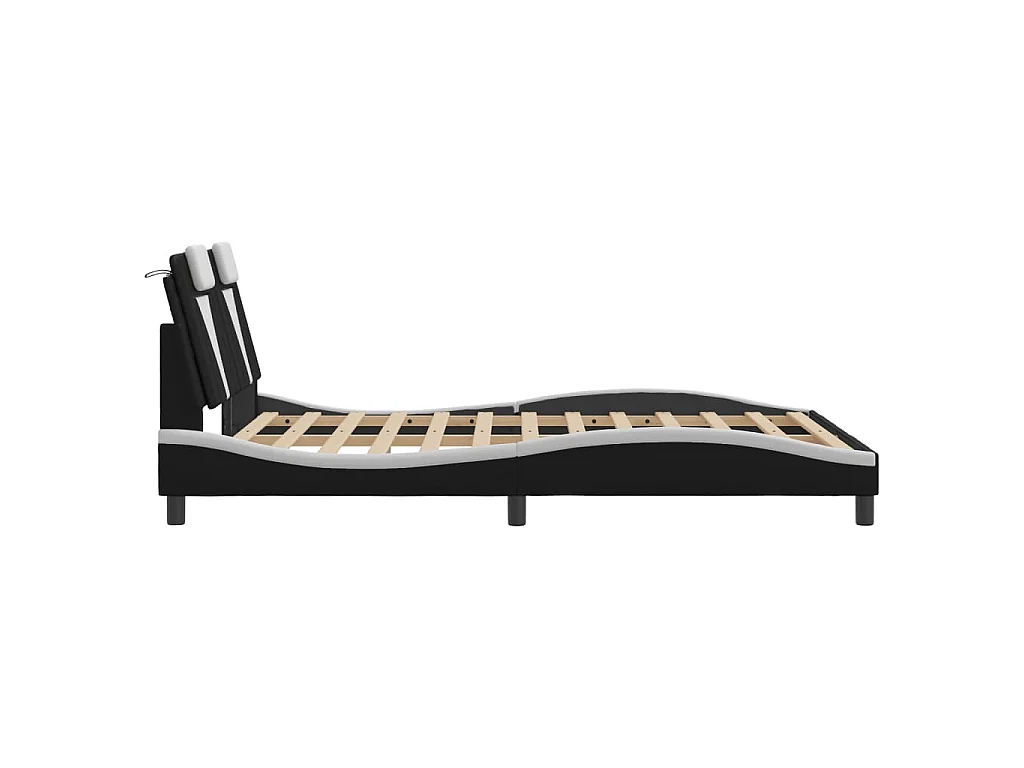 Estrutura de cama Viana com LED sem colchão 140x200cm preto/branco