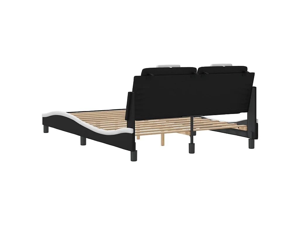 Estrutura de cama Viana com LED sem colchão 140x200cm preto/branco