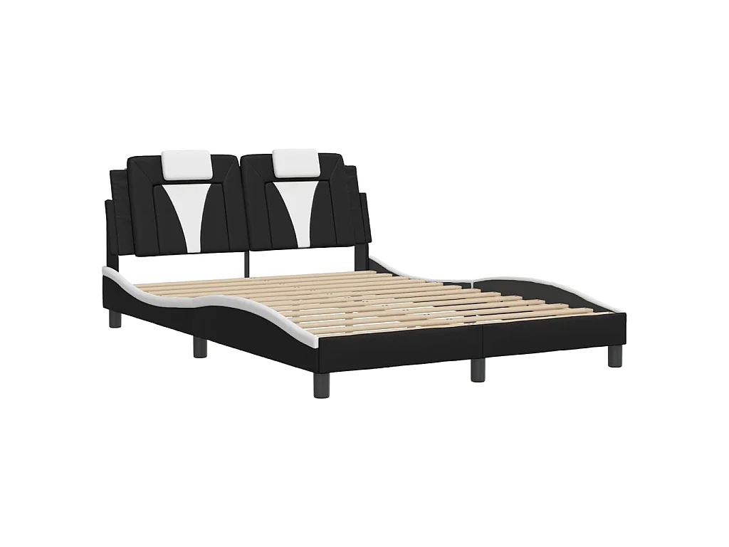 Cadre de lit Viana avec LED sans matelas noir et blanc 140x200 cm