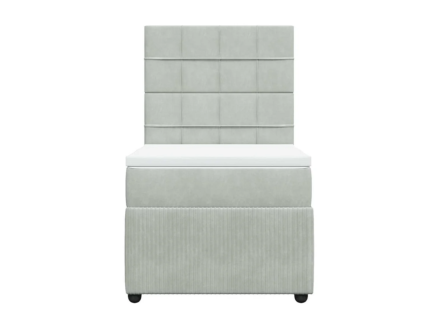 Cama com molas/colchão 80x200 cm veludo cinza-claro