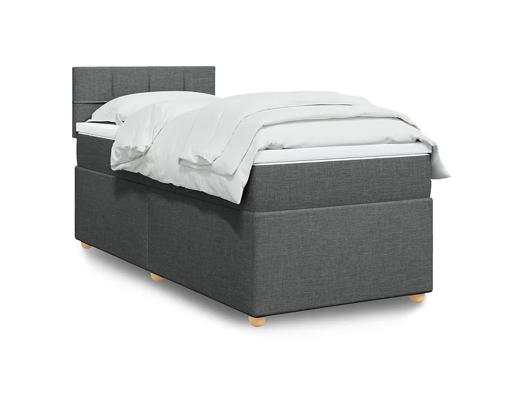 Boxspringbett mit Matratze Dunkelgrau 90x190 cm Stoff