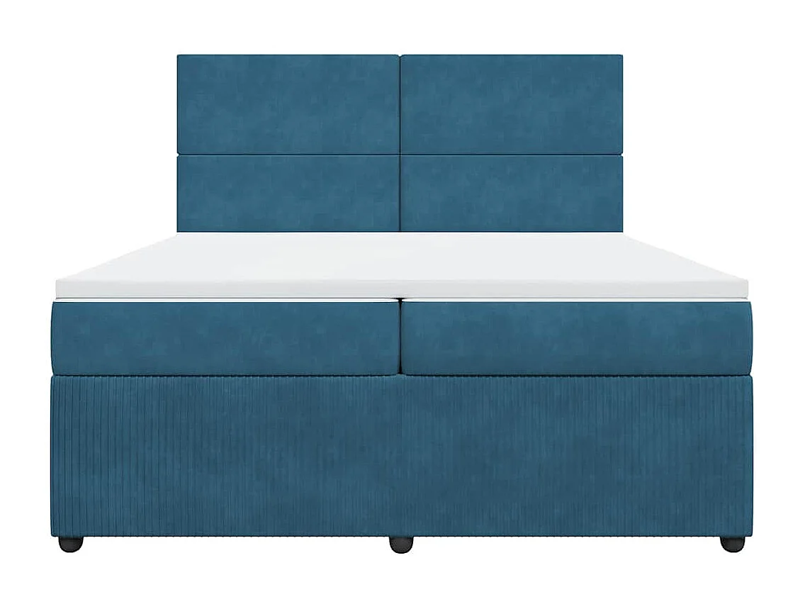 Sommier à lattes de lit et matelas Bleu 200x200 cm velours