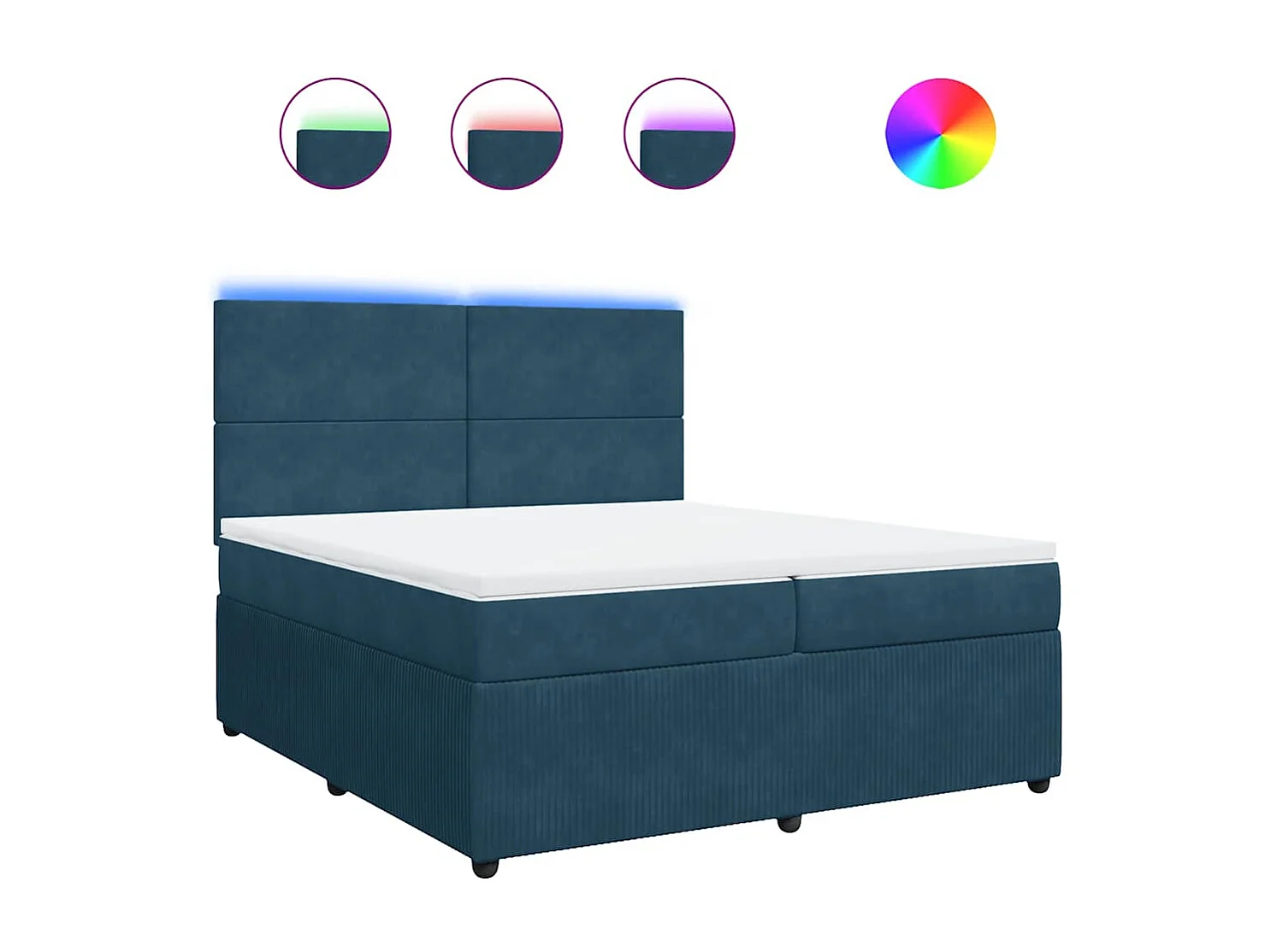 Cama box spring con colchón terciopelo azul 200x200 cm