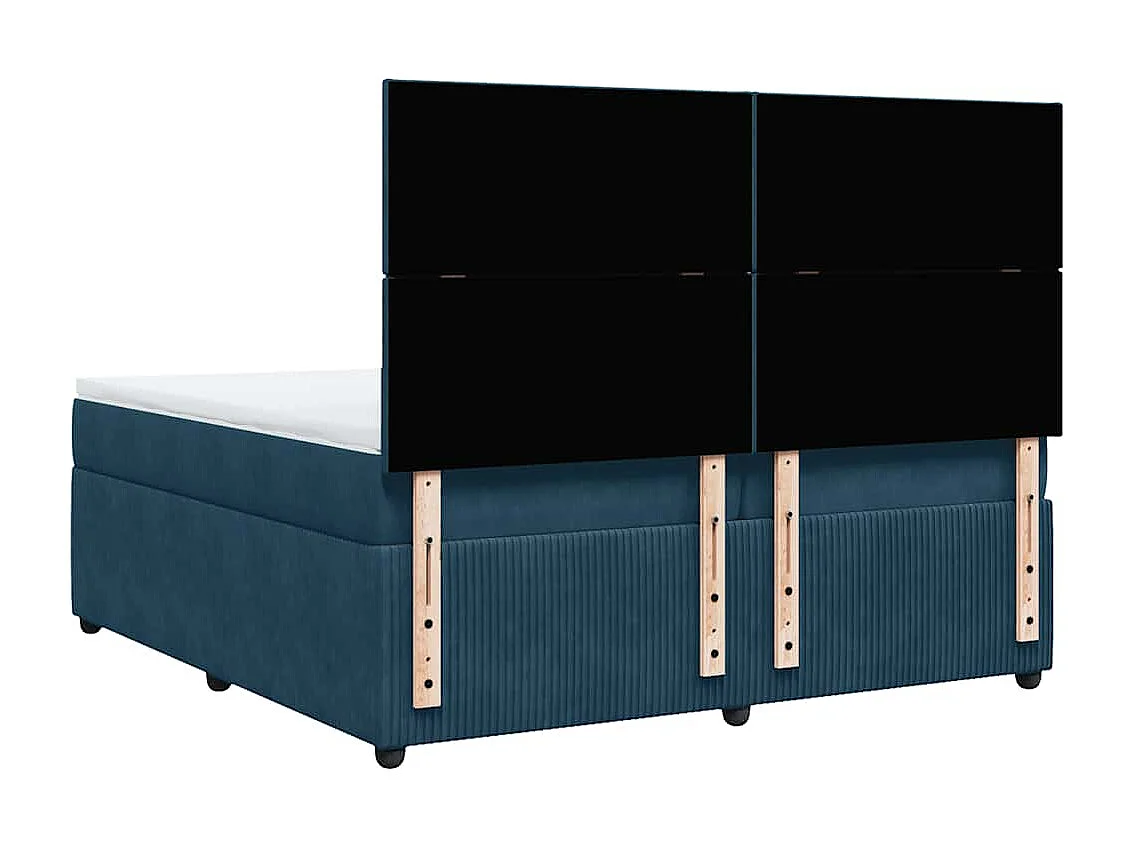 Cama box spring con colchón terciopelo azul 200x200 cm
