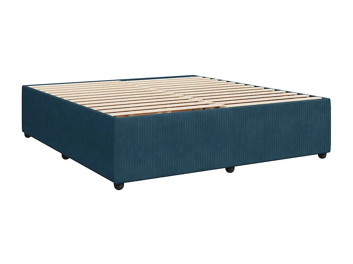 Cama box spring con colchón terciopelo azul 200x200 cm
