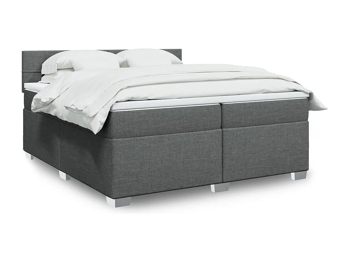 Sommier à lattes de lit avec matelas Gris foncé 200x200cm Tissu