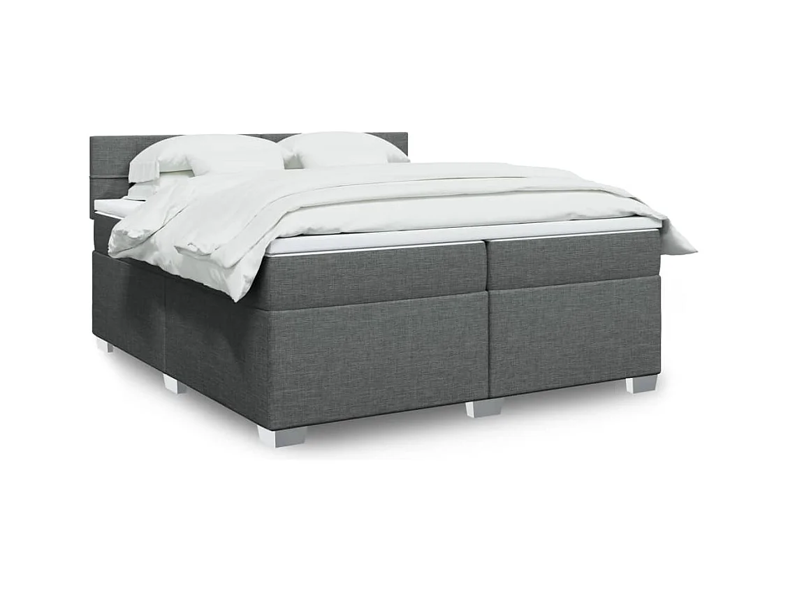 Sommier à lattes de lit avec matelas Gris foncé 200x200cm Tissu