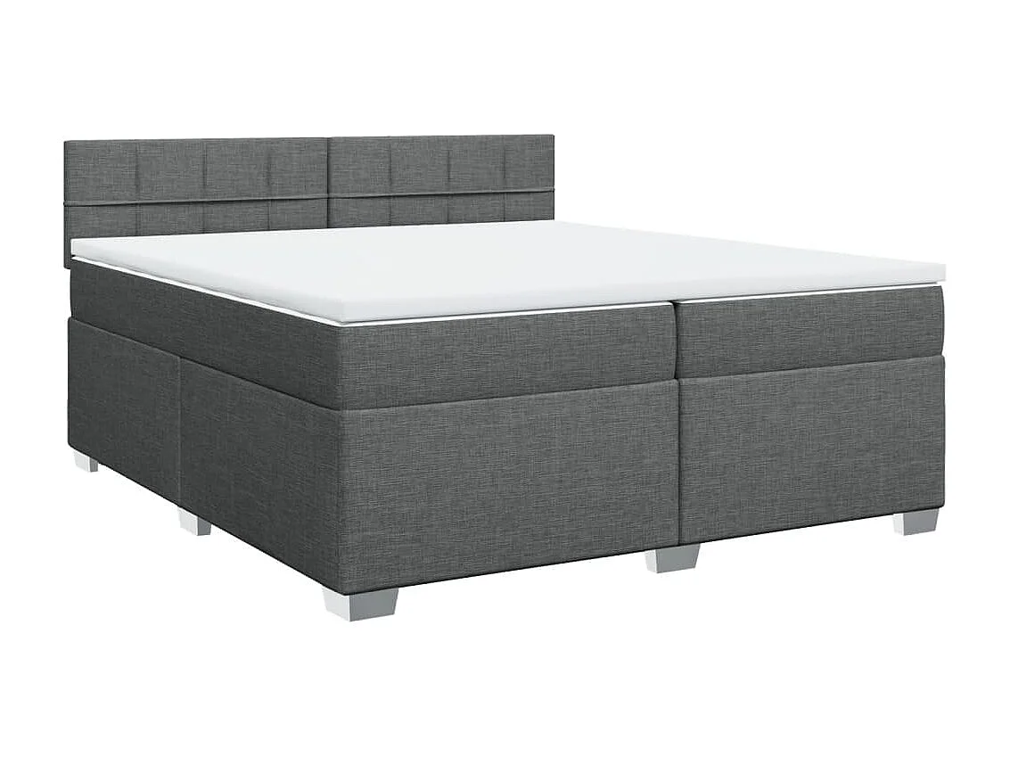 Sommier à lattes de lit avec matelas Gris foncé 200x200cm Tissu
