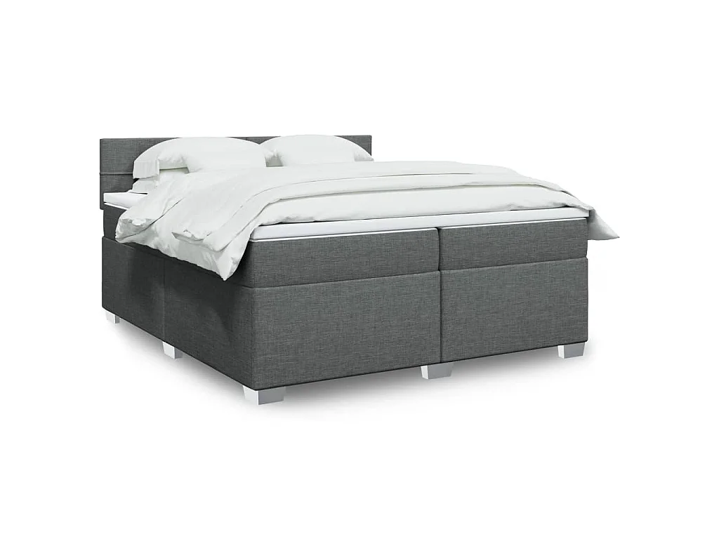 Boxspringbett mit Matratze Dunkelgrau 200x200 cm Stoff