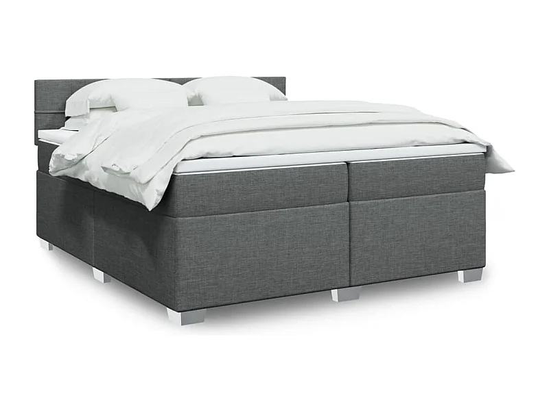 Sommier à lattes de lit avec matelas Gris foncé 200x200cm Tissu