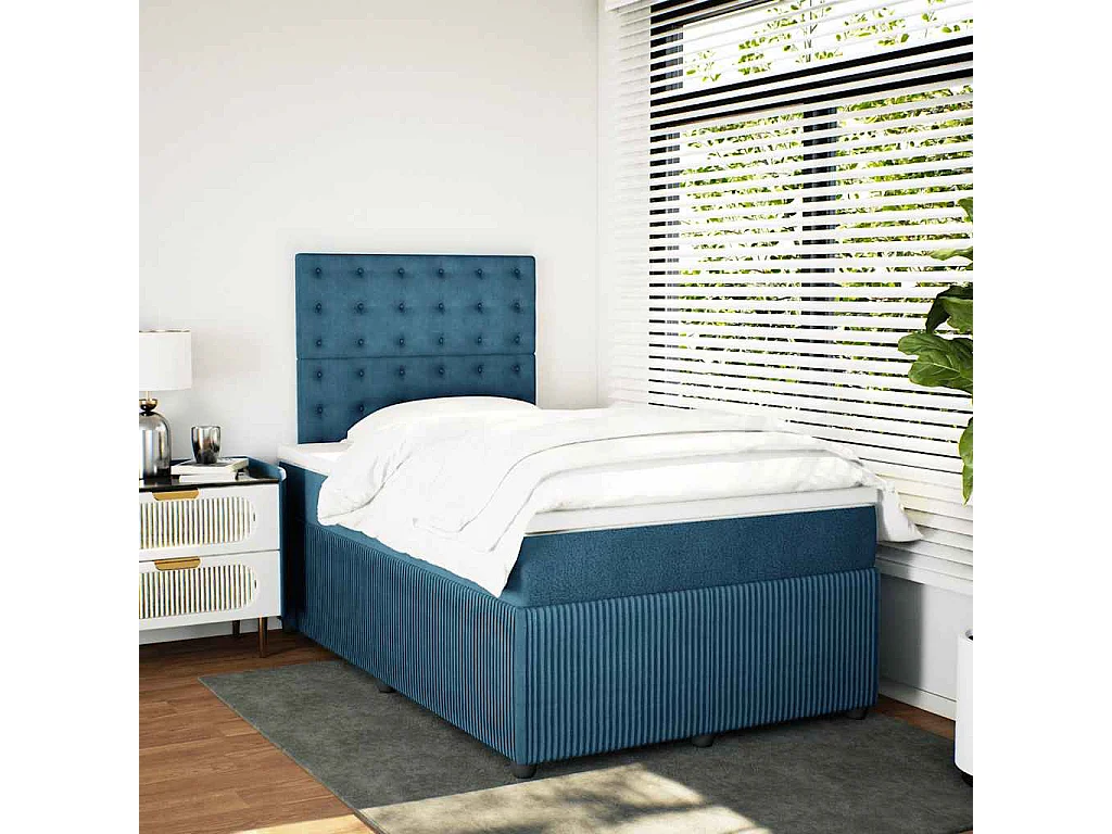 Giroletto a Molle con Materasso Blu 120x200 cm in Velluto