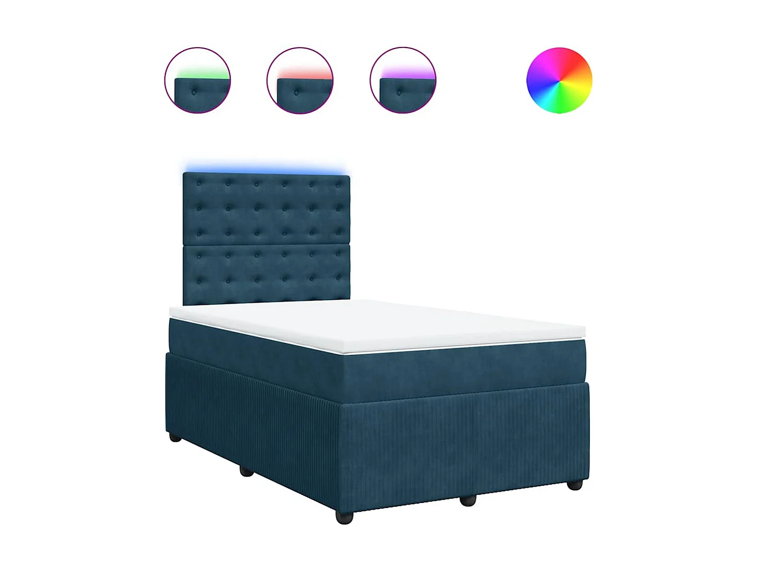 Cama box spring con colchón terciopelo azul 120x200 cm