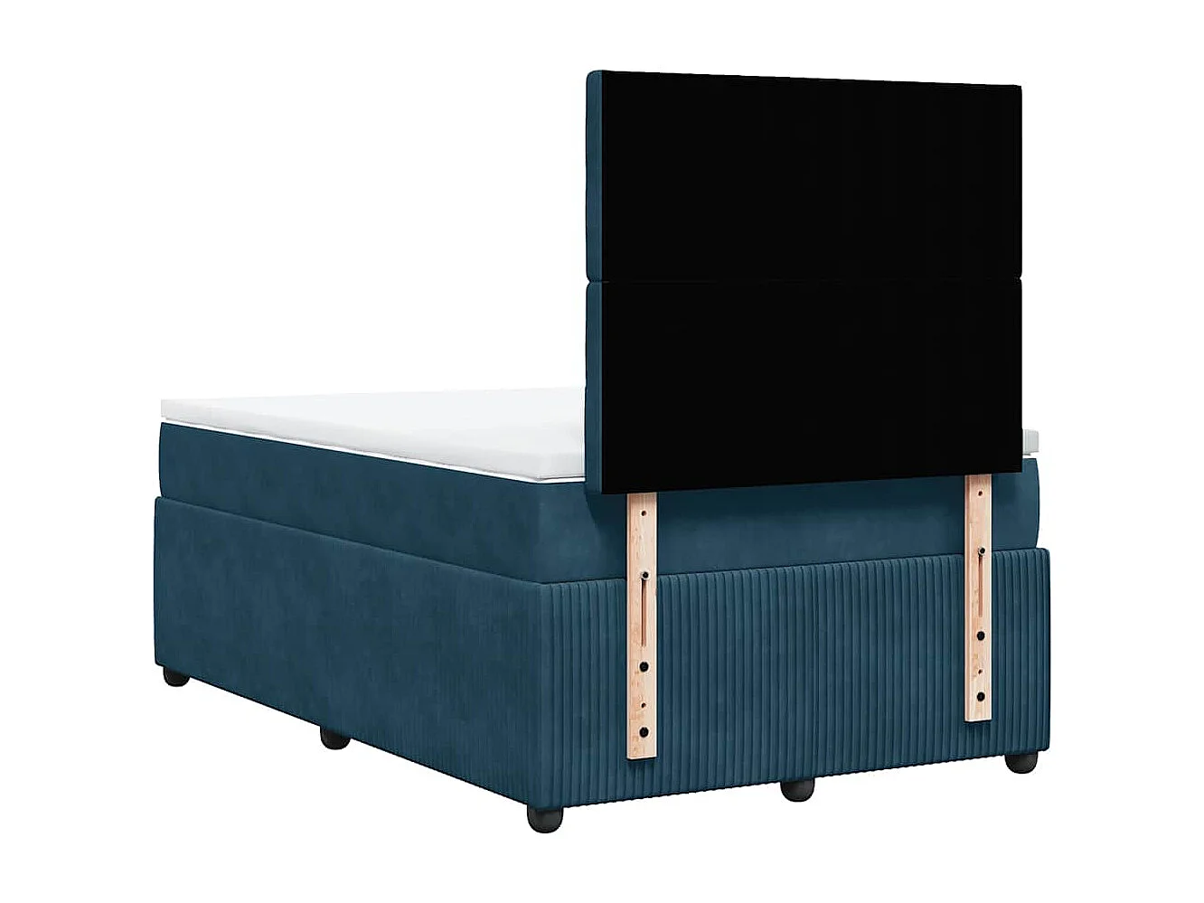 Cama box spring con colchón terciopelo azul 120x200 cm