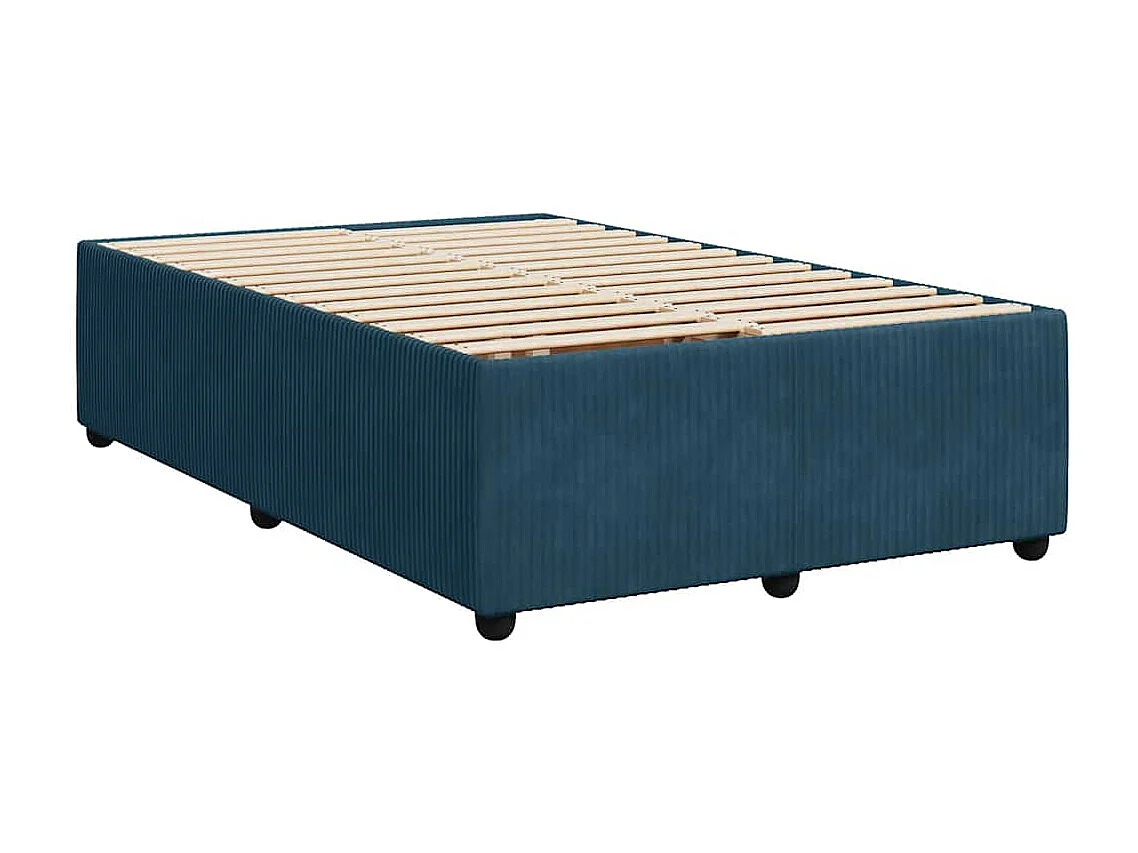Cama box spring con colchón terciopelo azul 120x200 cm
