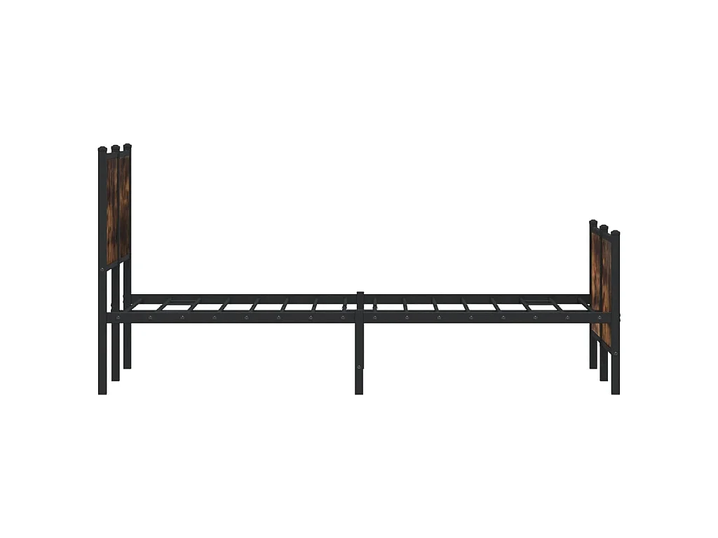 Cadre de lit en métal sans matelas chêne fumé 120x190 cm