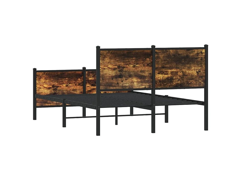 Cadre de lit en métal sans matelas chêne fumé 120x190 cm