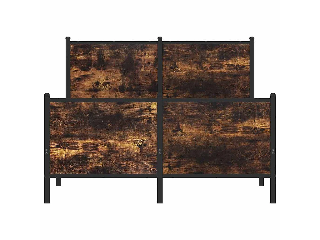 Cadre de lit en métal sans matelas chêne fumé 120x190 cm