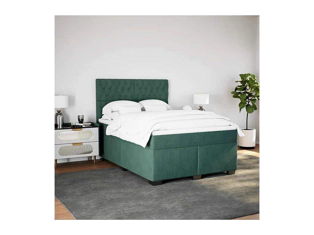 Sommier à lattes de lit et matelas Vert foncé 140x200cm Velours