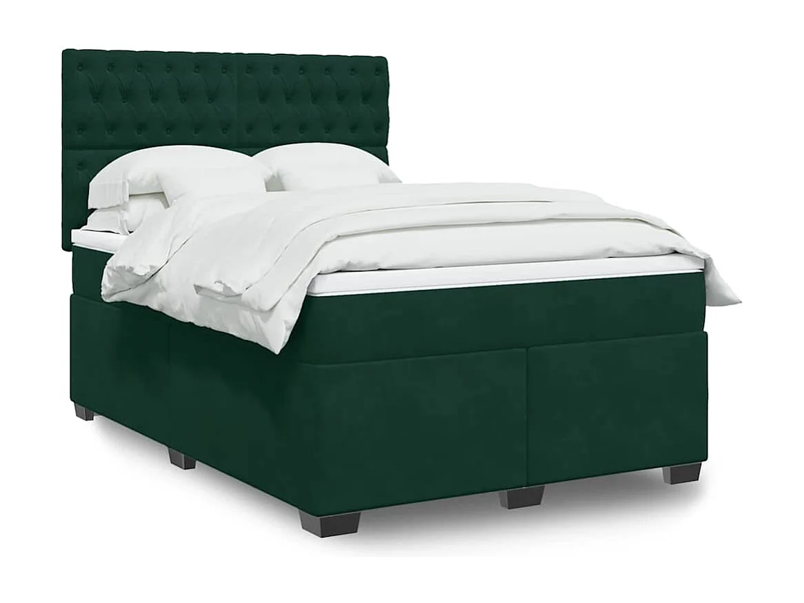 Sommier à lattes de lit et matelas Vert foncé 140x200cm Velours