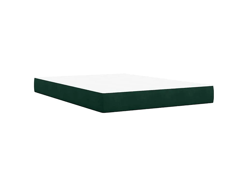 Cama box spring con colchón terciopelo verde oscuro 140x200 cm