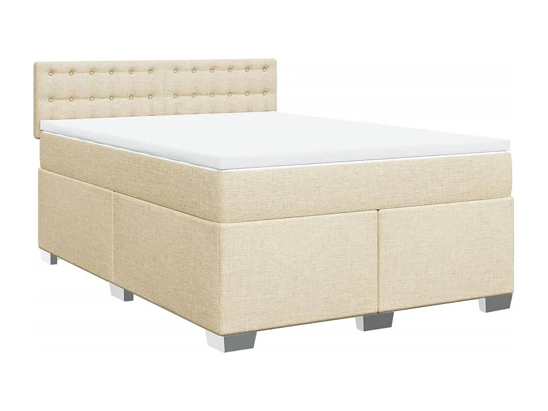 Giroletto a Molle con Materasso Crema 160x200 cm in Tessuto