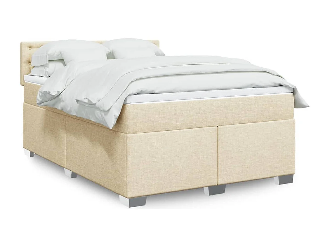 Giroletto a Molle con Materasso Crema 160x200 cm in Tessuto