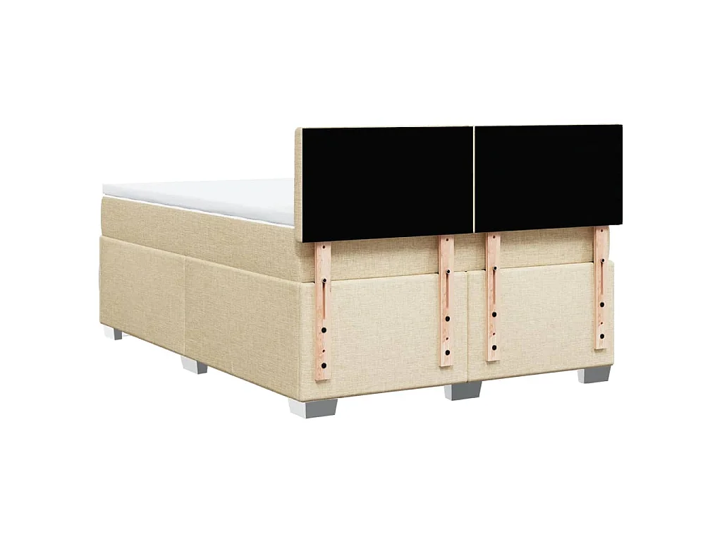 Sommier à lattes de lit avec matelas Crème 160x200 cm Tissu