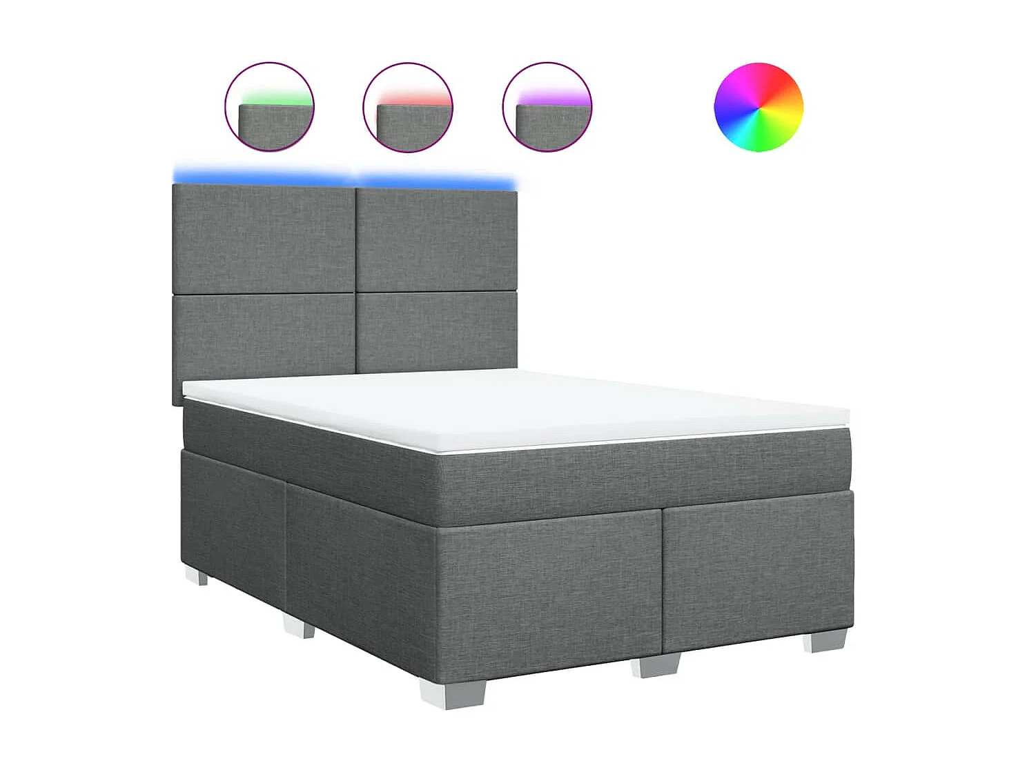 Sommier à lattes de lit avec matelas Gris foncé 140x200cm Tissu