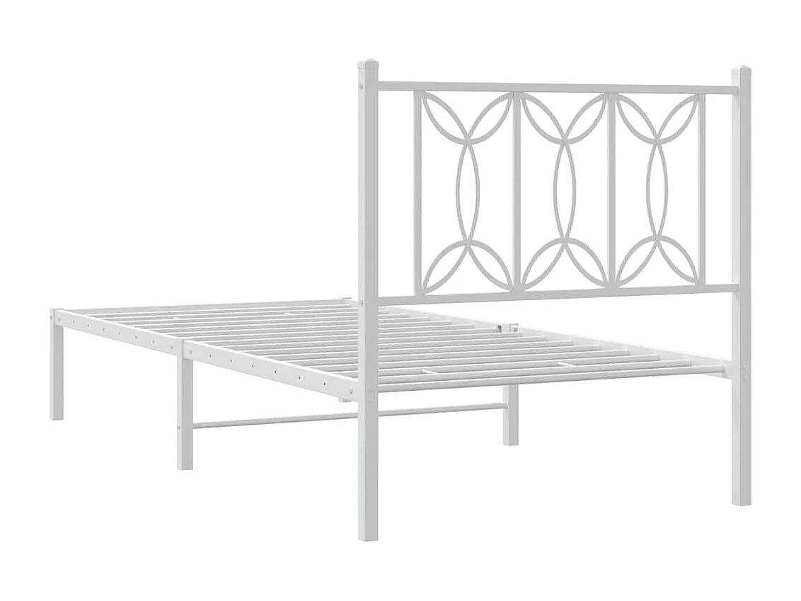 Bedframe met hoofdbord metaal wit 90x190 cm