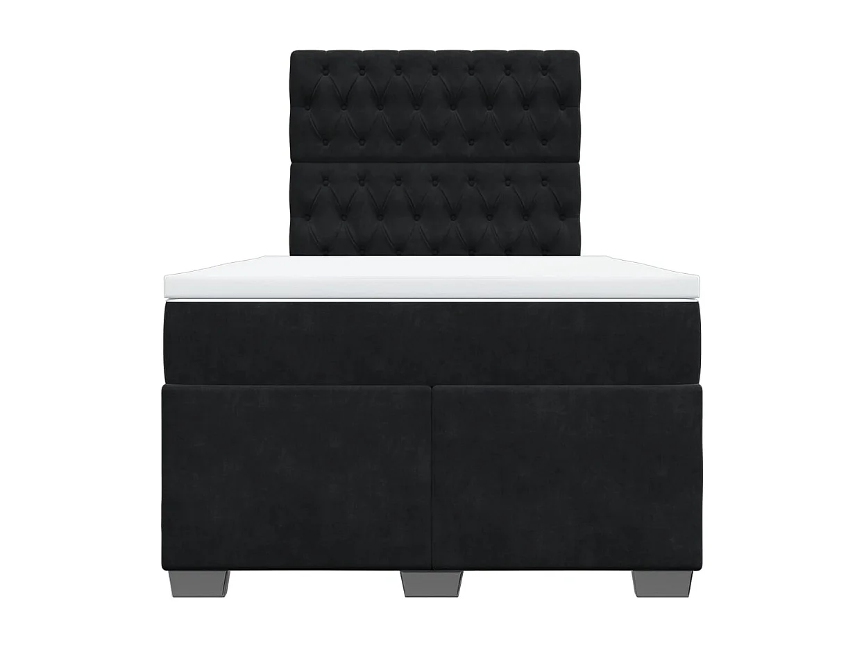 Sommier à lattes de lit avec matelas noir 120x190 cm velours