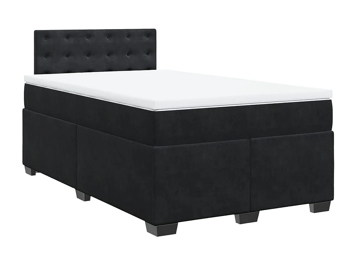 Cama box spring con colchón terciopelo negro 120x200 cm