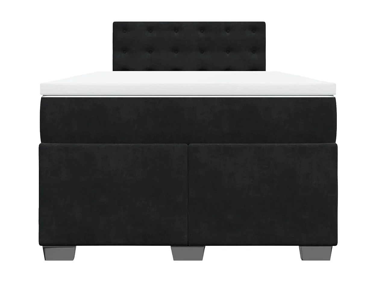 Cama box spring con colchón terciopelo negro 120x200 cm