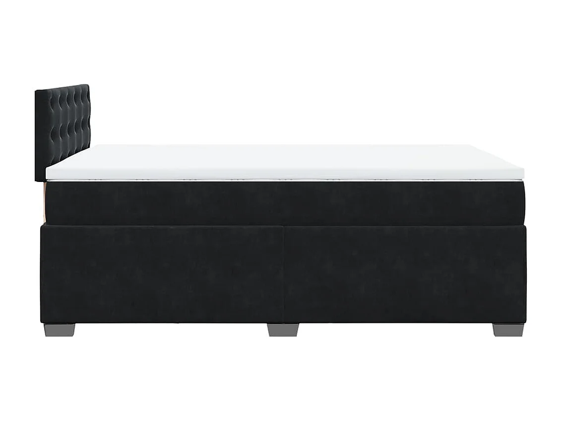 Cama box spring con colchón terciopelo negro 120x200 cm