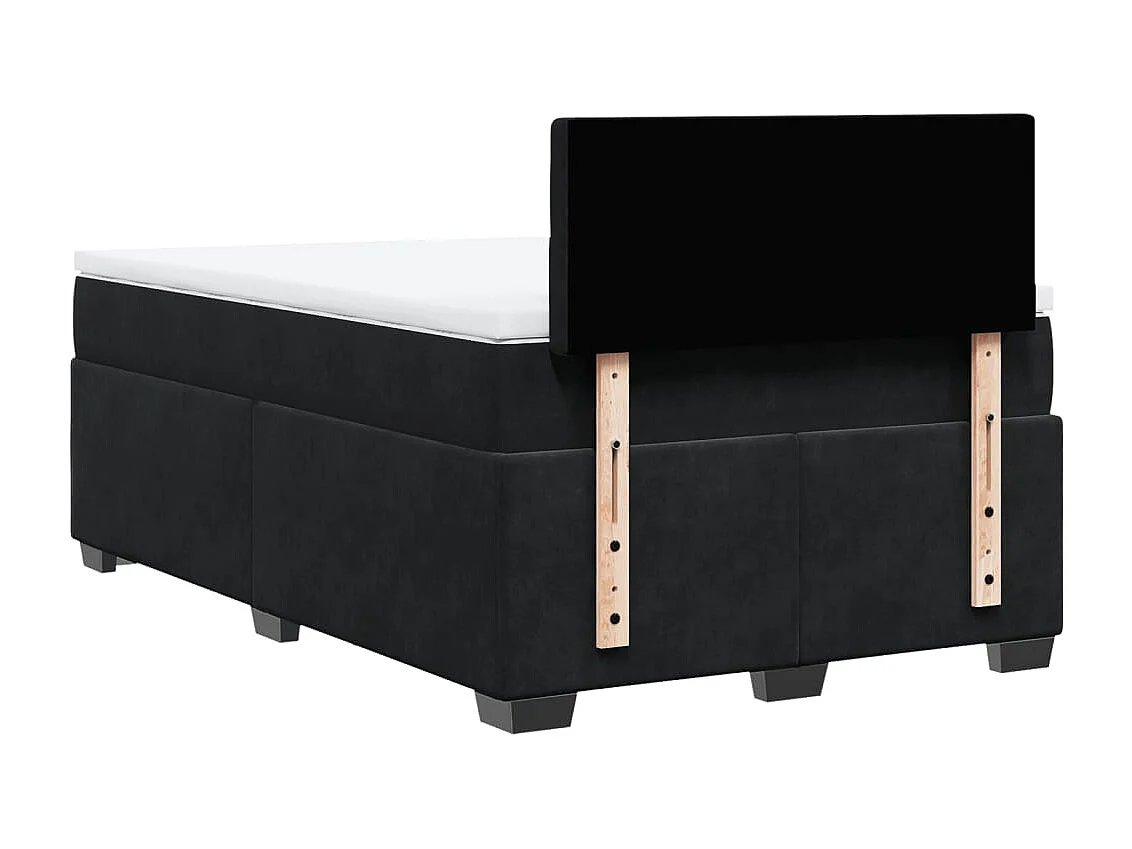 Cama box spring con colchón terciopelo negro 120x200 cm