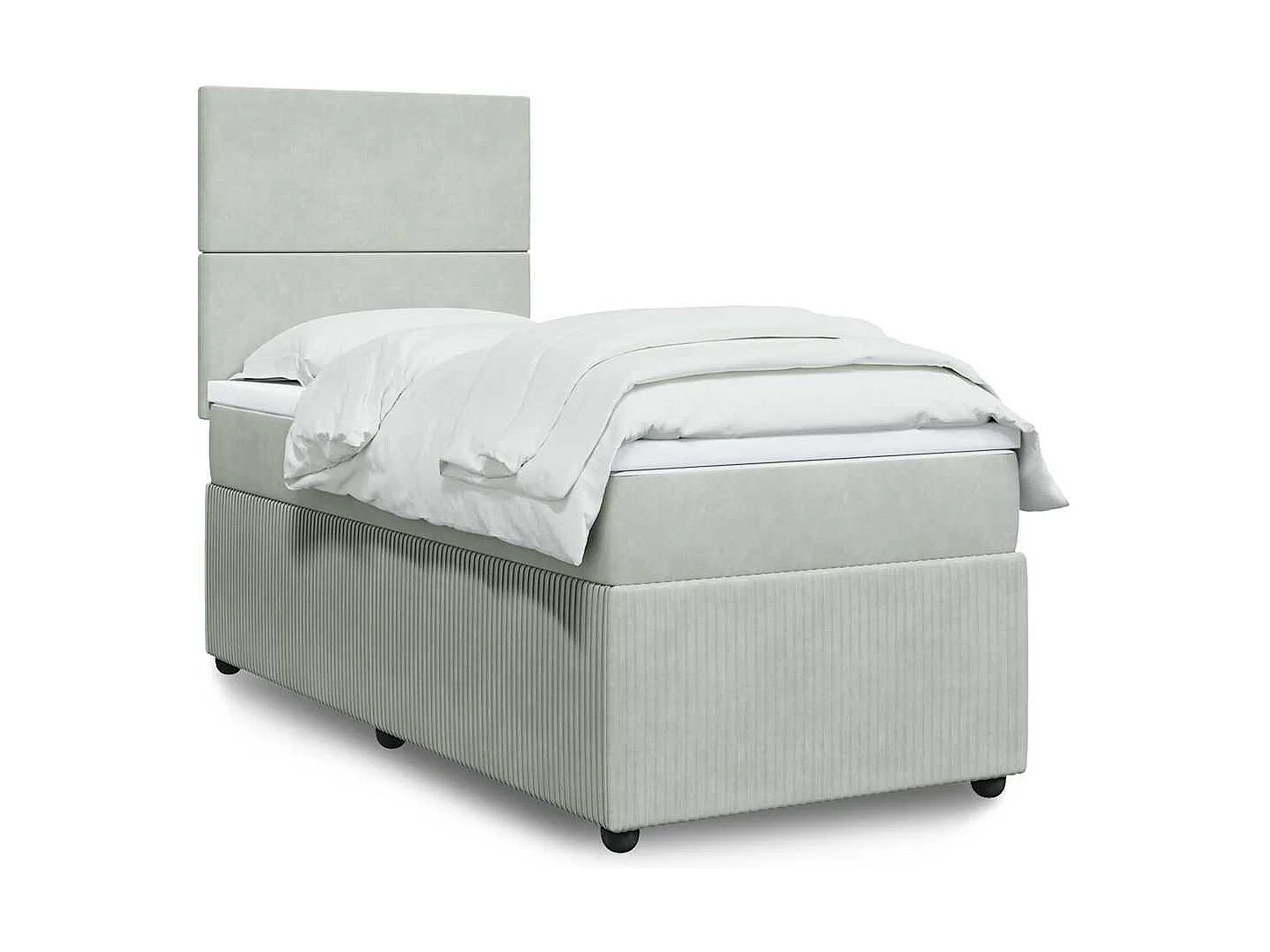 Sommier à lattes de lit et matelas Gris clair 100x200cm Velours